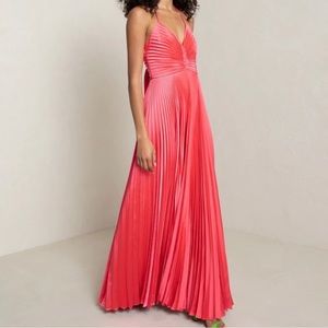 A.L.C. Aries Satin Pleated Dress in the color Hibiscus, size 00, worn once